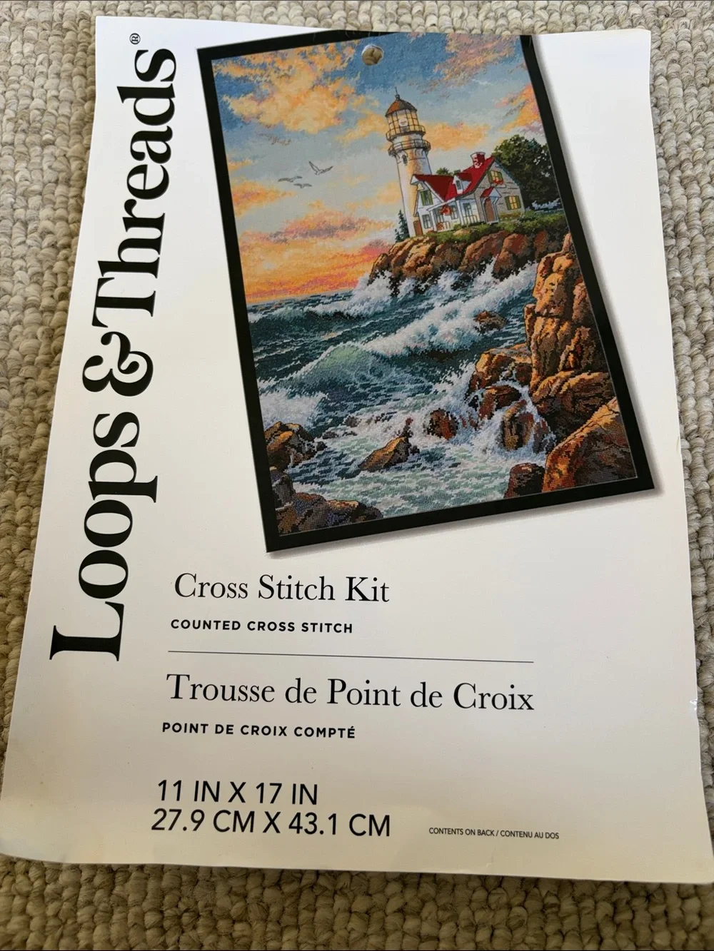 Coastal Lighthouse Cross Stitch Wall Art - Multicolor